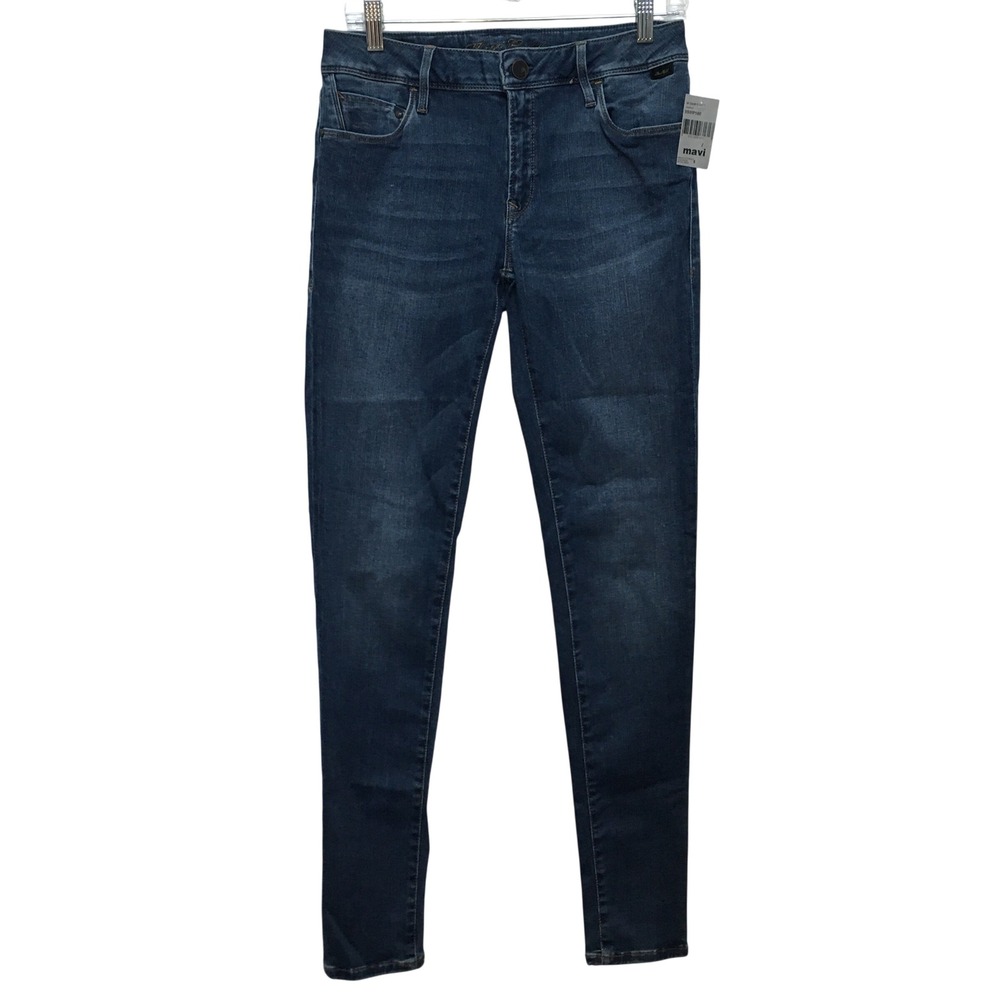 Mavi Gold Adriana Mid-Rise Super Skinny Women's 32 Blue Dark Wash Classic Sleek
